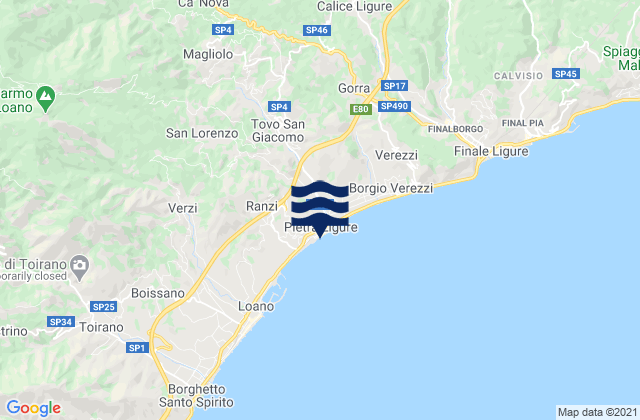 Mapa de mareas Pietra Ligure, Italy