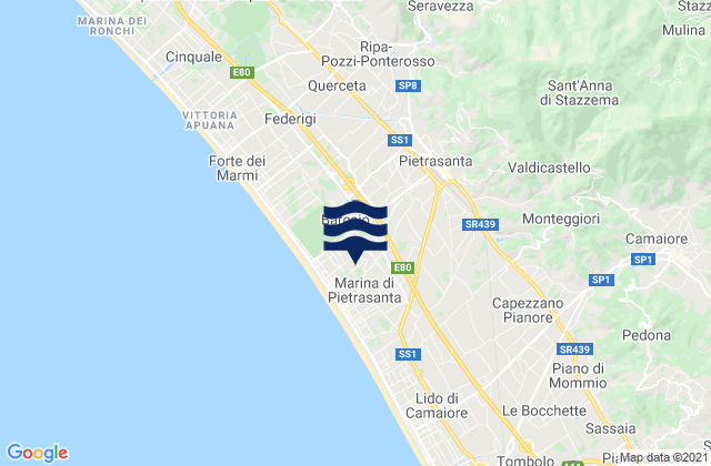 Mapa de mareas Pietrasanta, Italy