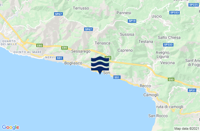 Mapa de mareas Pieve Ligure, Italy