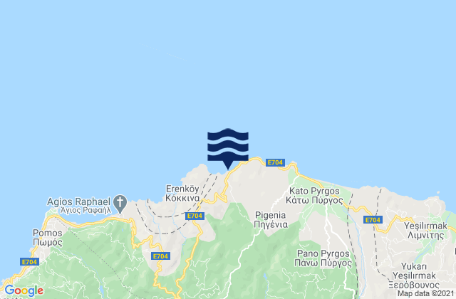 Mapa de mareas Pigénia, Cyprus