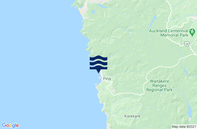 Mapa de mareas Piha Beach, New Zealand