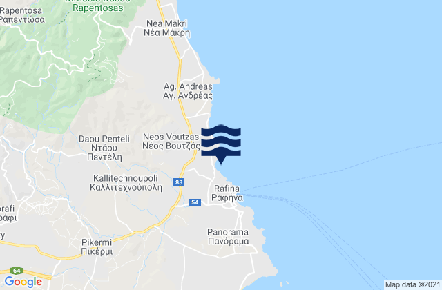 Mapa de mareas Pikérmi, Greece