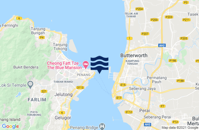 Mapa de mareas Pinang (Penang), Malaysia