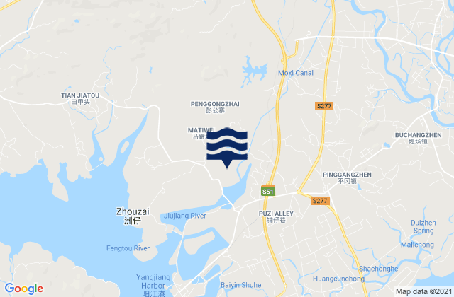 Mapa de mareas Pinggang, China