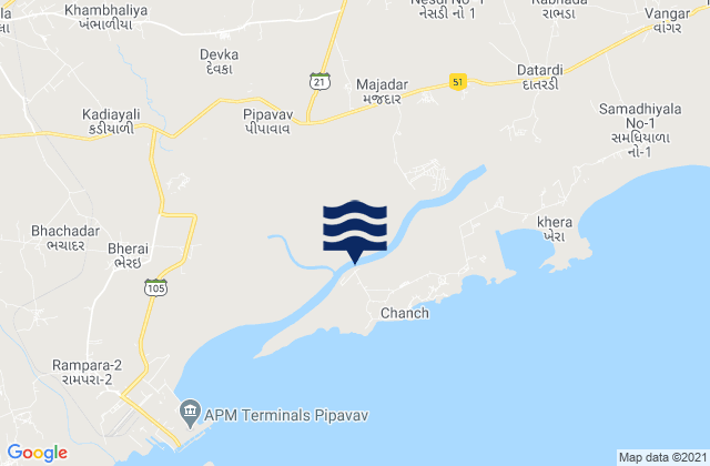 Mapa de mareas Pipāvāv Bandar, India