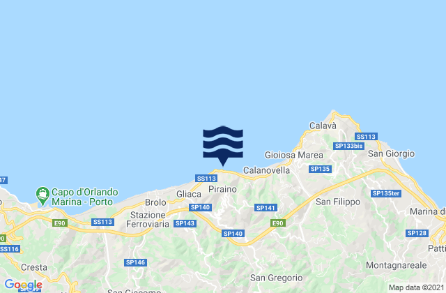 Mapa de mareas Piraino, Italy