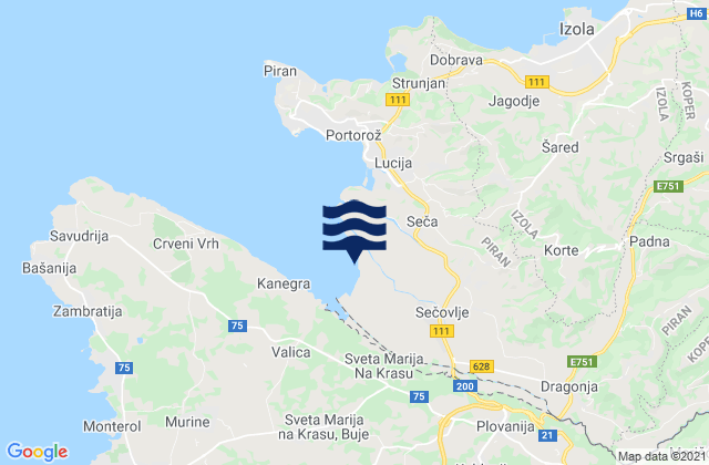Mapa de mareas Piran, Slovenia