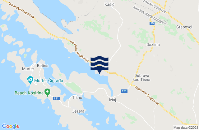 Mapa de mareas Pirovac, Croatia
