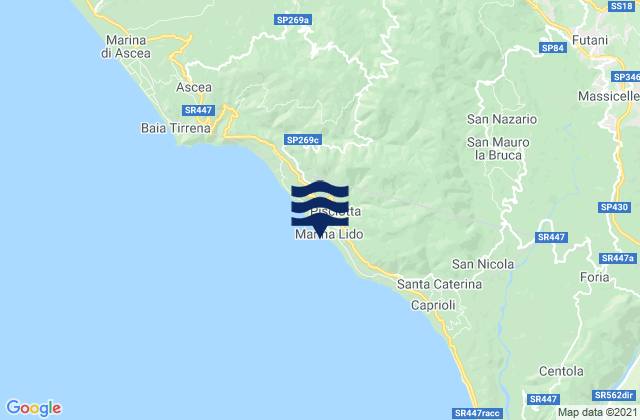 Mapa de mareas Pisciotta, Italy