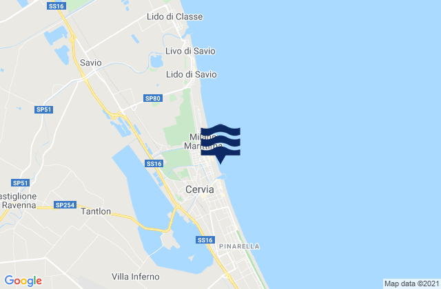 Mapa de mareas Pisignano, Italy