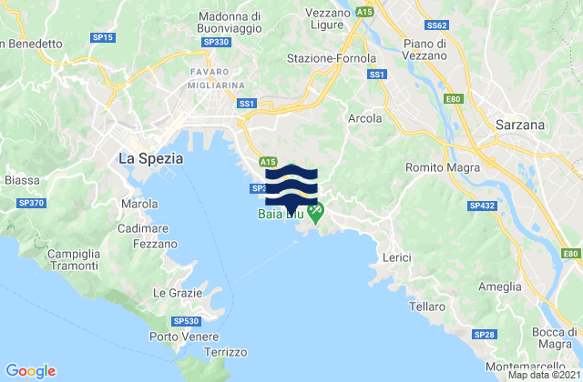Mapa de mareas Pitelli, Italy
