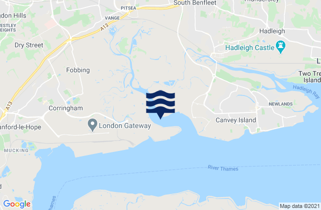 Mapa de mareas Pitsea, United Kingdom