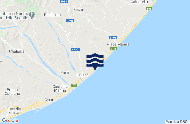 Mapa de mareas Placanica, Italy