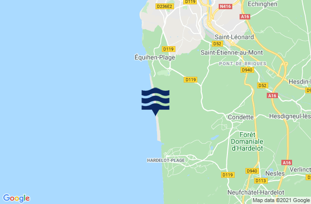 Mapa de mareas Plage d'Equihen, France