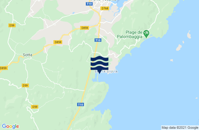 Mapa de mareas Plage de Santa Giulia, France