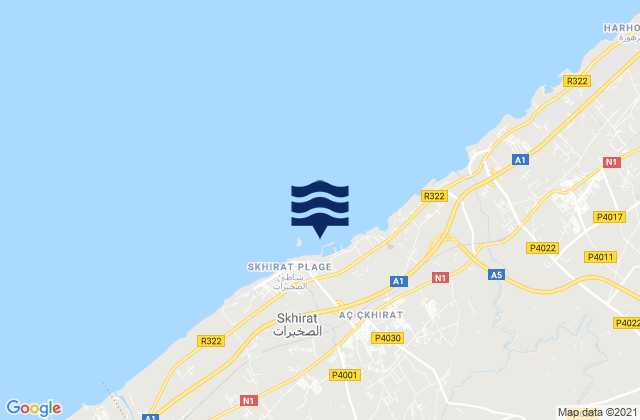 Mapa de mareas Plage de Skhirat, Morocco