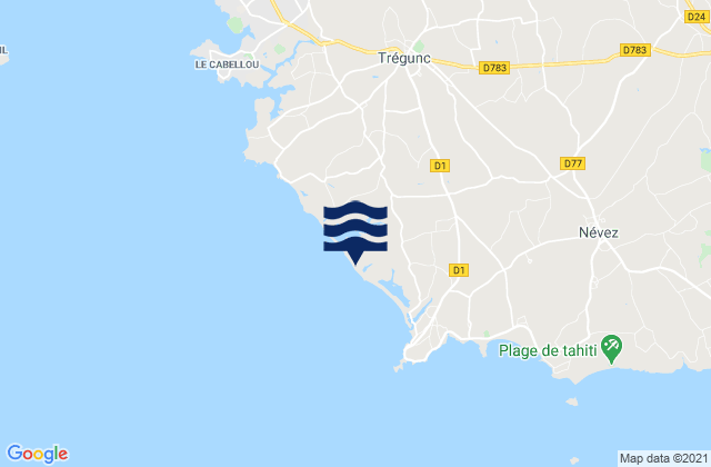 Mapa de mareas Plages de Trévignon, France