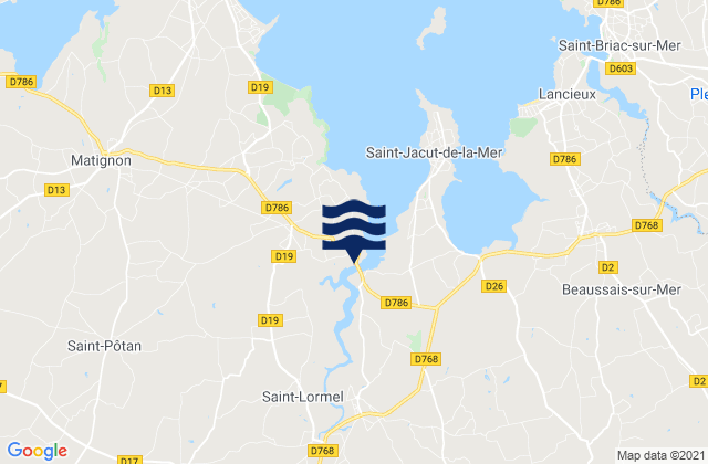 Mapa de mareas Plancoët, France