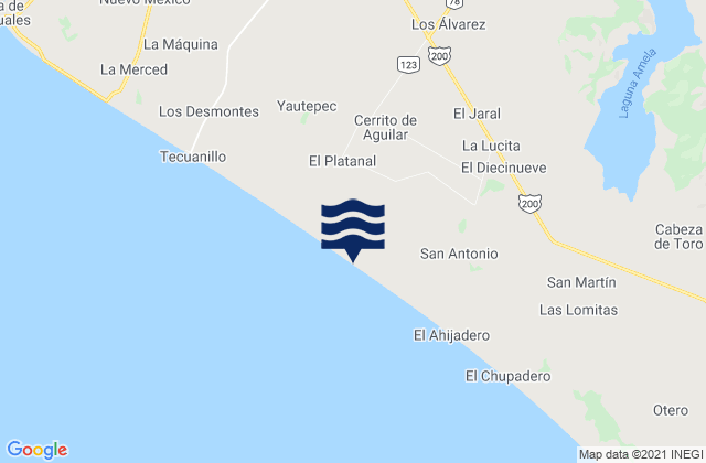 Mapa de mareas Platanitos, Mexico