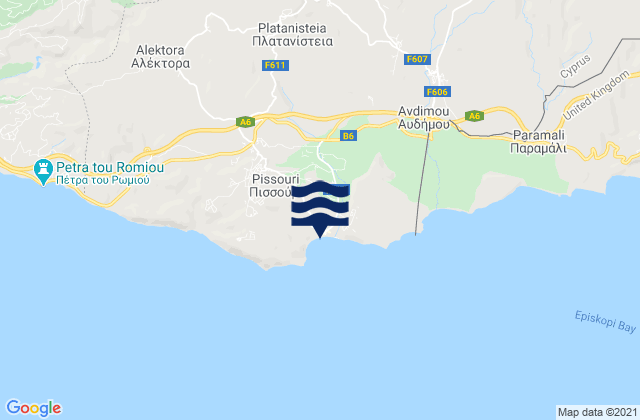 Mapa de mareas Platanísteia, Cyprus