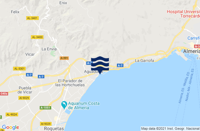 Mapa de mareas Playa Aguadulce, Spain