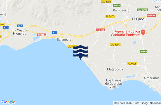 Mapa de mareas Playa Balerma, Spain