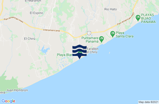 Mapa de mareas Playa Blanca, Panama