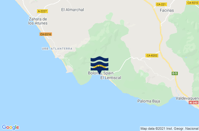 Mapa de mareas Playa Bolonia, Spain
