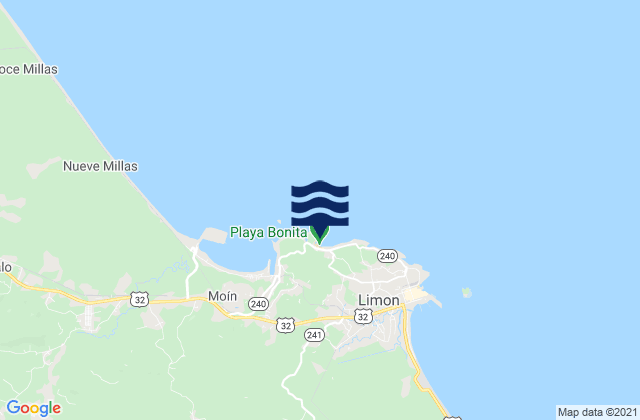 Mapa de mareas Playa Bonita, Costa Rica