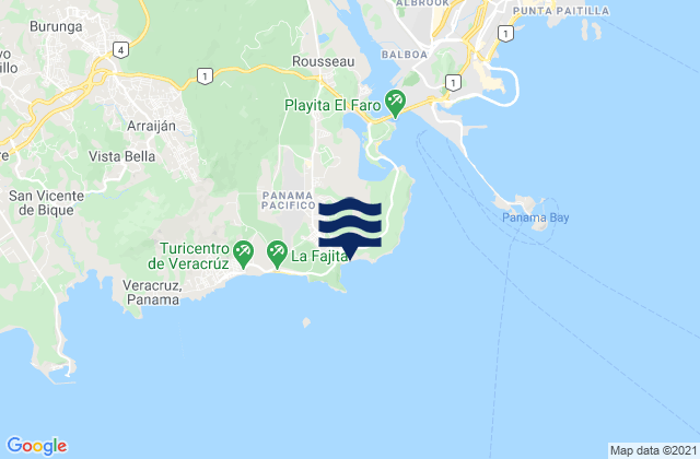 Mapa de mareas Playa Bonita, Panama