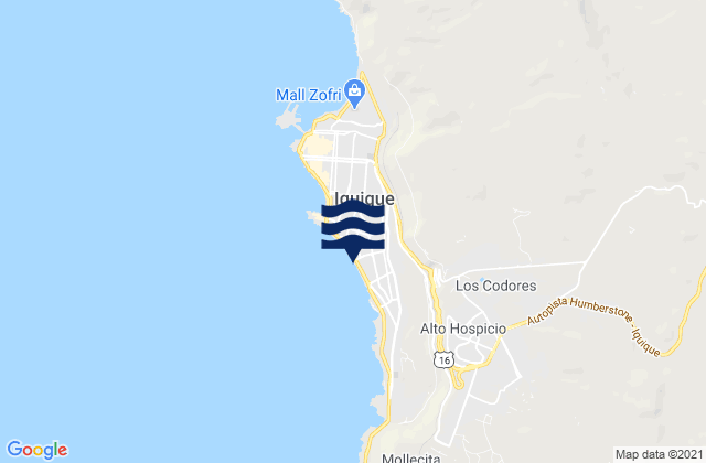 Mapa de mareas Playa Brava, Chile