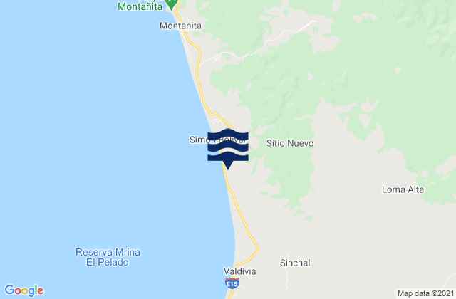 Mapa de mareas Playa Bruja, Ecuador