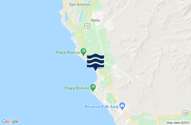 Mapa de mareas Playa Bujama Baja, Peru