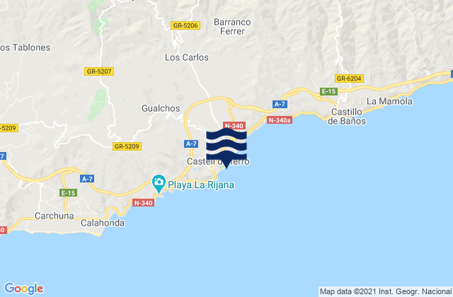 Mapa de mareas Playa Castell Del Ferro - Sotillo, Spain