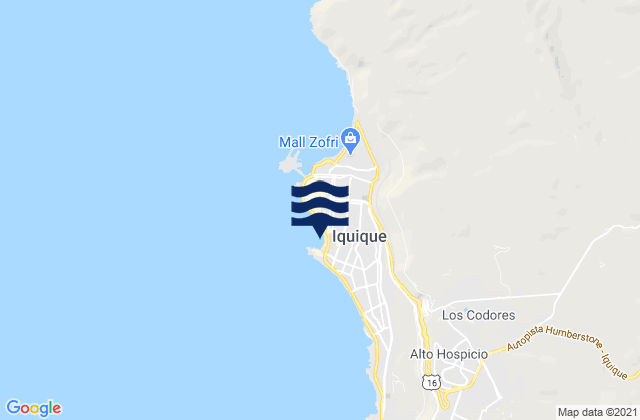 Mapa de mareas Playa Cavancha, Chile