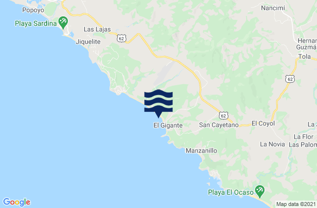 Mapa de mareas Playa Colorado, Nicaragua