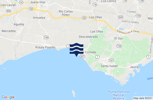 Mapa de mareas Playa Cortada, Puerto Rico