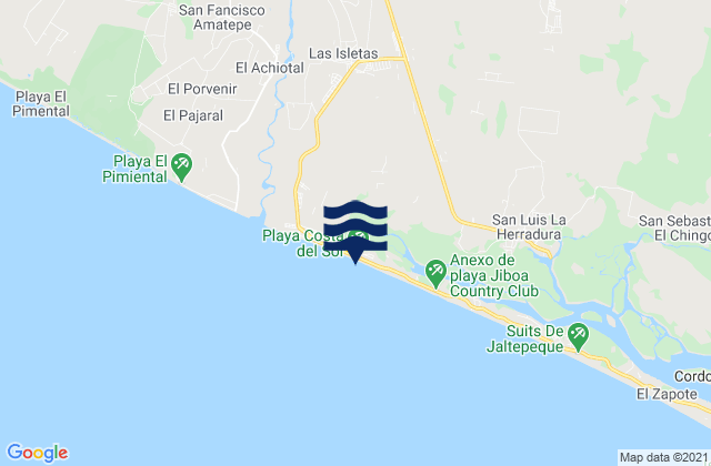 Mapa de mareas Playa Costa del Sol, El Salvador