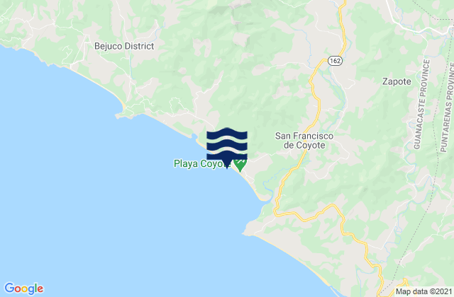 Mapa de mareas Playa Coyote, Costa Rica