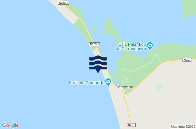 Mapa de mareas Playa De Comporta, Portugal
