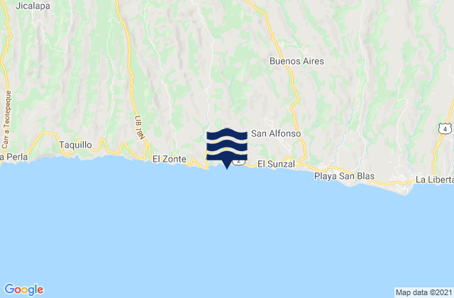 Mapa de mareas Playa El Palmarcito, El Salvador