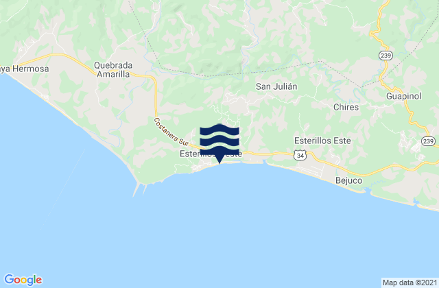 Mapa de mareas Playa Esterillos, Costa Rica