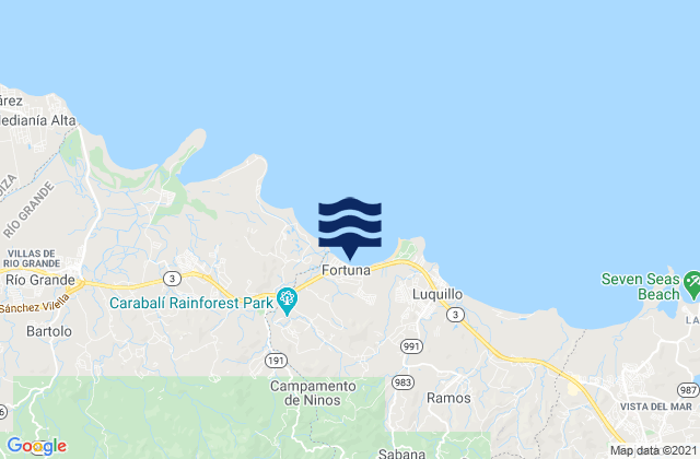 Mapa de mareas Playa Fortuna, Puerto Rico