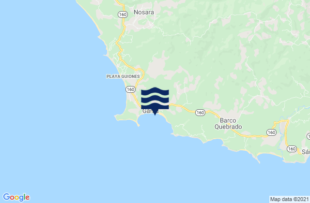 Mapa de mareas Playa Garza, Costa Rica