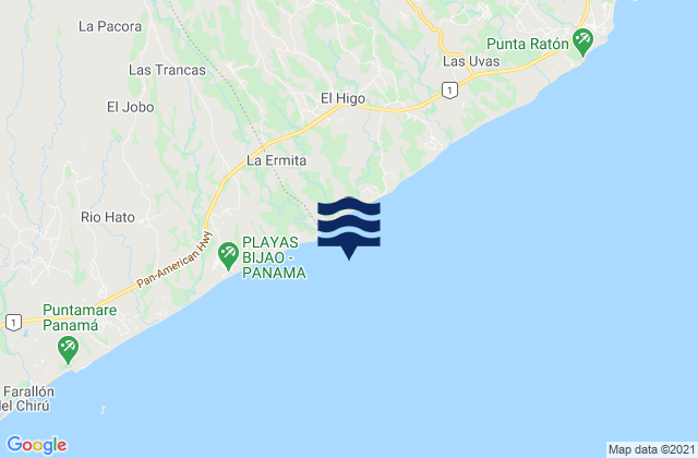 Mapa de mareas Playa Grande, Panama