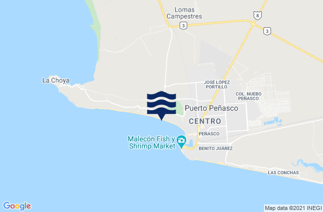 Mapa de mareas Playa Hermosa, Mexico