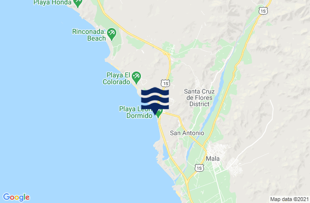 Mapa de mareas Playa León Dormido, Peru