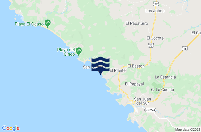 Mapa de mareas Playa Maderas, Nicaragua