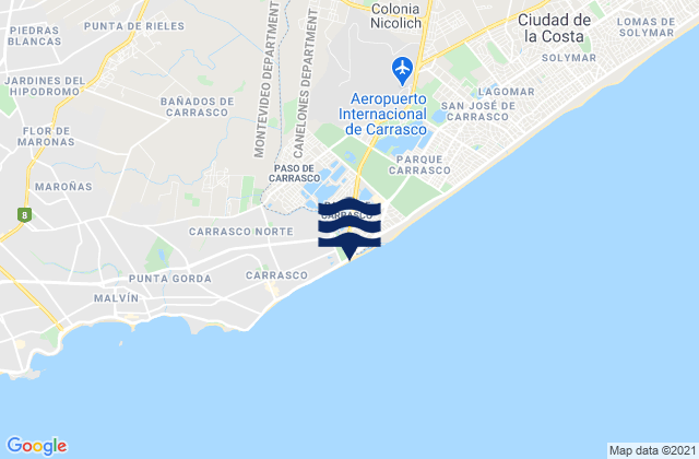 Mapa de mareas Playa Miramar, Uruguay