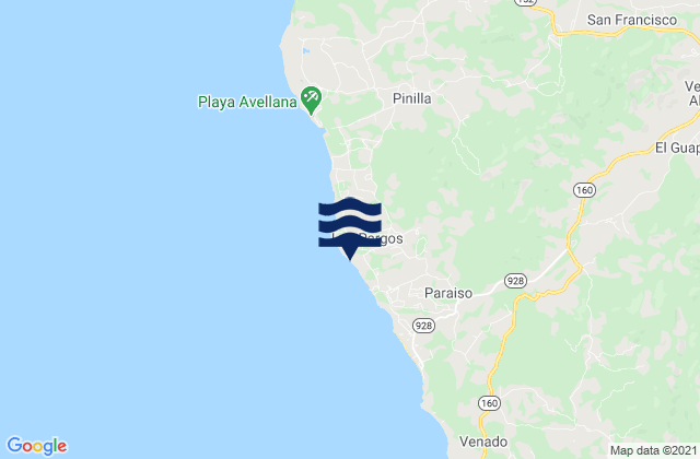 Mapa de mareas Playa Negra, Costa Rica